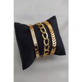 X-Lady Accessories Kombin Kadın Altın Kaplama Kombin Taşlı Model Kartier Kılçık Çift Zincir Bileklik 455