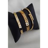 X-lady Accessories Kombin Kadın Altın Kaplama Taşlı Model Kartier Kılçık Ve Çivi Model Kombin Bileklik - 456