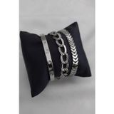 X-Lady Accessories Kombin Kadın Gümüş Kaplama Kombin Taşlı Kartier Kılçık Çift Zincir Bileklik - 959