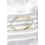 X-lady Accessories Pirinç Gold Renk Zirkon Taşlı Çivi Model Kadın Kelepçe Bileklik - TJ-BB8090