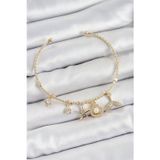X-lady Accessories Pirinç Zirkon Taşlı İstiridye Ve Deniz Yıldızı Model Gold Renk Charm Bileklik - TJ-BB7358