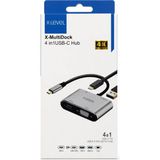 X-Level 4 Port Type-C To 4K HDMI ve VGA Görüntü Aktarıcı Dönüştürücü Hub - Gri