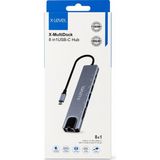 X-Level 8 In 1 Usb-C Hub Çoklayıcı Adaptör (4k Hdtv, Gigabit Ethernet, 60W Pd, USB 3.0) - Gri