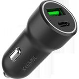 X-Level XC4060 20W QC 3.0 PD Fast Hızlı USB-C / TYPE-C USB-A Çift Çıkışlı Araç içi Çakmaklık Şarj Aleti - Siyah