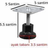 X-Perk Ayarlanabilir Mobilya Ayağı Metal Tablalı Boy 5,5 Santim