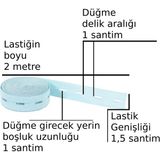 X-Perk Düğme Delikli Ilikli Lastik Çok Amaçlı Hobi Hamile Şapka Pantolon Elbise Şort Boy 2 Metre Mavi Renk