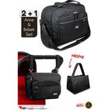 x Pro Stroller Bebek Arabası Çantası+Urban Anne Bebek Bakım Omuz Çantası Termos Çanta Hediye - Siyah