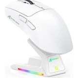 X1 Kablosuz Gaming Mouse – Dokunmatik Rgb Şarj Standlı, 53G Süper Hafif Fare, Pixart PAW3395PRO Sensör, 40000 Dpı, Bt/2.4g/kablolu Üçlü Mod, Windows/xbox/ps/mac Uyumlu – Beyaz - 00-Siyah - Beyaz