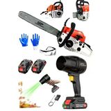 X2 Akülü Taşıma Çantalı Hava Yaprak Toz Su Üfleme & Benzinli 2,1 Hp Zincirli Ağaç Motoru