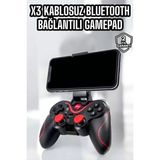 X3 Gamepad Oyun Kolu Bluetooth Bağlantılı Gamestick Android Uyumlu Midastech - Çok Renkli