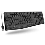 X9 Performance Kablolu Klavye - Ultra İnce Tam Boy Ergonomik Bilgisayar Klavyesi - PC Masaüstü için Temel USB Klavye, 5 ft Kablolu Telli Dizüstü Bilgisayar, 104 Sessiz Tuş, 14 Kısayol ve Destek Çubuğu