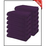 Xamantha 12 Adet Büyük Boy Pamuklu 50 x 90 cm , Fitness Havlusu , Spor Havlusu , Kuaför Havlusu - Mor