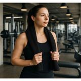 Xamantha Siyah Spor Fitness Havlusu 30X85 cm %100 Pamuk - 30 x 85 cm