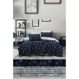 Xamantha Tek Kişilik Nevresim Takımı, Lastikli Çarşaflı Nevresim Set, Lüks Nevresim Set, Pamuklu Nevresim Set - 160 x 220 cm - Lacivert