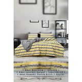Xamantha Tek Kişilik Nevresim Takımı, Lastikli Çarşaflı Nevresim Set, Lüks Nevresim Set, Pamuklu Nevresim Set - 160 x 220 cm - Sarı - Beyaz