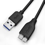 XANHAM Micro USB 3.0 - USB A Kablosu 3,3 Ayak (1 Metre) Erkek - Erkek Yüksek Hızlı 5Gbps Veri Aktarımı, Sabit Disk, Labtop, Hub ve Daha Fazlası için, Siyah