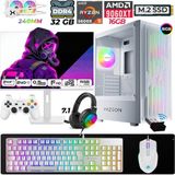 Xaser Astra X330 Ryzen 5 5600X 32GB Ram 1tb M.2 Nvme SSD 16GB RX9060 Xt Sıvı Soğutmalı 24,5" 240Hz Oyuncu Tavsiye Sistem - Beyaz - 24.5 inç
