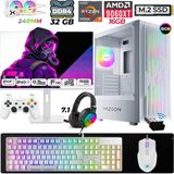 Xaser Astra X410 Ryzen 7 5700X 32GB Ram 1tb M.2 Nvme SSD 16GB RX9060 Xt Sıvı Soğutmalı 24,5" 240Hz Oyuncu Tavsiye Sistem - Beyaz - 24.5 inç
