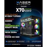 Xaser Dagger X70 Ryzen 7 5700X 16GB Ram 512GB M.2 Nvme SSD 16GB RTX5060 Ti Sıvı Soğutmalı Oyuncu Bilgisayarı - Siyah - Yok