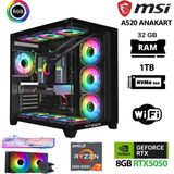 Xaser Delux X07 Ryzen 7 5700X 32GB Ram 1tb M.2 Nvme SSD 8gb RTX5050 Sıvı Soğutmalı Oyuncu Hazır Sistem - Siyah