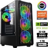 Xaser Delux X38 Ryzen 5 7500F 32GB Ddr5 Ram 1tb M.2 Nvme SSD 6gb RTX3050 Masaüstü Oyuncu Bilgisayarı