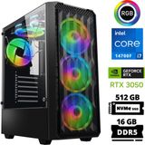 Xaser Delux X77 I7 14700F 16GB Ddr5 Ram 512GB M.2 Nvme SSD 6gb RTX3050 Masaüstü Oyuncu Bilgisayarı