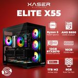 Xaser Elite X55 Ryzen 5 7500F 16GB Ddr5 Ram 1tb M.2 Nvme SSD 12GB RTX5070 Masaüstü Oyuncu Bilgisayarı - Siyah - Yok