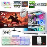 Xaser Helmet X65 Ryzen 7 5700X 32GB Ram 1tb M.2 Nvme SSD 12GB RTX5070 Sıvı Soğutmalı 27" 200Hz Oyuncu Tavsiye Sistem - Beyaz - Var