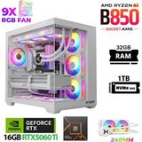 Xaser Lexus X690 White Ryzen 7 7800X3D 32GB Ram 1tb M.2 Nvme SSD 16GB RTX5060 Ti Sıvı Soğutmalı Oyuncu Bilgisayarı - Beyaz - Yok