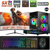 Xaser Live X50 Ryzen 5 7500F 16GB Ddr5 Ram 1tb M.2 Nvme SSD 16GB RTX5060 Ti 23.8" 200Hz Masaüstü Oyuncu Bilgisayarı - Siyah - Var