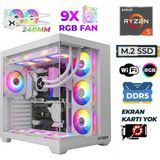 Xaser Raze X340 Ryzen 5 7500X3D 16GB Ddr5 Ram 512GB M.2 Nvme SSD Hazır Tavsiye Sistem - Beyaz - Yok