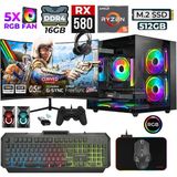 Xaser River X50 Ryzen 5 5500 16GB Ram 512GB M.2 Nvme SSD 8gb RX580 23.8" 200Hz Oyuncu Tavsiye Sistem - Siyah - Var