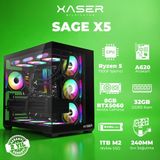 Xaser Sage X5 Ryzen 5 7500F 32GB Ddr5 Ram 1tb M.2 Nvme SSD 8gb RTX5060 Sıvı Soğutmalı Oyuncu Bilgisayarı - Siyah - Yok