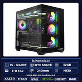 Xaser Thor X50 I5 12400F 32GB Ram 1tb M.2 Nvme SSD 16GB RTX5060TI Sıvı Soğutmalı Oyuncu Hazır Tavsiye Sistem - Siyah - Yok