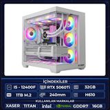 Xaser Thor X60 I5 12400F 32GB Ram 1tb M.2 Nvme SSD 16GB RTX5060TI Sıvı Soğutmalı Oyuncu Hazır Tavsiye Sistem - Beyaz - Yok