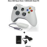 Xbox 360 Pc Uyumlu Kablosuz Analog Oyun Kolu Ve 4800mah Batarya Seti Beyaz