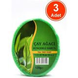 Xdeonss Çay Ağacı Özlü Süngerli Sabun Banyo Duş Sabunu 120 G x 3 Adet