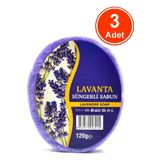 Xdeonss Lavanta Özlü Süngerli Sabun Banyo Duş Sabunu 120 G x 3 Adet