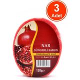 Xdeonss Nar Özlü Süngerli Sabun Banyo Duş Sabunu 120 G x 3 Adet