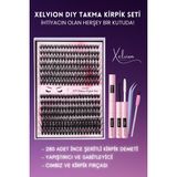 Xelvion Beauty 240'lı Takma Kirpik Seti, Yapıştırıcı, Sabitleyici, Cımbız ve Kirpik Fırçası - Siyah