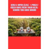 xemu El Yapımı Çilekli - 4 Parça 2 Kişilik Kahve Fincan Takımı 80 Ml- Seramik Türk Kahve Bardağı