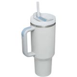 XENDER WORLD Saplı ve Hasır Kapaklı 40oz Bardak, Yalıtımlı Paslanmaz Çelik Su Şişesi Seyahat Kupası, Yeniden Kullanılabilir Buzlu Kahve Fincanı Seyahat, Araba, Dış Mekan (Sis) Sıcak Soğuk İçecekler İçin Soğuk ve