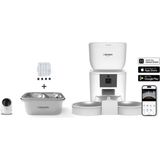 Xenon Smart Akıllı Çift Hazneli Beyaz Mama Kabı, Ultra Sessiz Su Şelalesi, Yedek Su Filtresi ve İç Mekan Kamera 4'lü Pet Seti