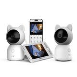 Xenon Smart Akıllı İkili Bebek Kamerası Dijital 5'' LCD Monitörlü Mobil Uygulama Denetimli Sıcaklık ve Nem Ölçen Ninni Çalan Gece Görüşlü Çift Yönlü Ses İletişimli Bebek İzleme Monitörü Baby Camera