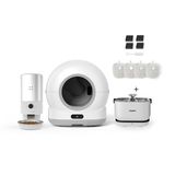Xenon Smart Akıllı Kameralı Kedi Tuvaleti Çelik Kaseli 5 LT Mama Kabı Akıllı Su Pınarı ve Filtre 4'lü Pet Seti