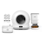 Xenon Smart Akıllı Kameralı Kedi Tuvaleti Çelik Kaseli Mama Kabı Led Işıklı Su Pınarı ve Filtre 4'lü Pet Seti