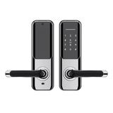 Xenon Smart Akıllı Kapı Kilidi | Parmak İzli Şifreli Bluetooth Gateway Uyumlu Krom Gümüş X8051)