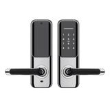 Xenon Smart Akıllı Kapı Kilidi | Parmak İzli Şifreli Bluetooth Gateway Uyumlu Krom Gümüş X8051)