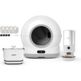 Xenon Smart Akıllı Otomatik Kameralı Kedi Tuvaleti Paslanmaz Çelik Kaseli 5LT Mama Kabı Bataryalı Su Pınarı ve Filtre 4'lü Pet Seti - Beyaz