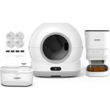 Xenon Smart Akıllı Otomatik Kameralı Kedi Tuvaleti Paslanmaz Çelik Kaseli Mama Kabı Led Işıklı Su Pınarı ve Filtre 4'lü Pet Seti